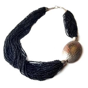 Black Seed Bead Necklace 24 Inches